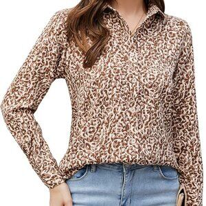 Leopard print long sleeved button down - XS